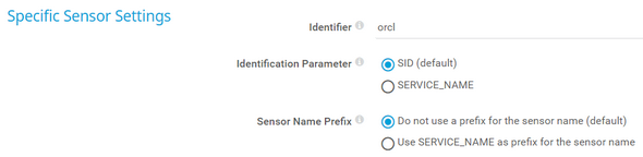 Specific Sensor Settings Specific Sensor Settings